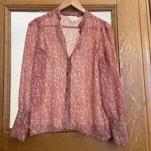 Red Printed Sezane Bohemian Paisley Blouse size 34 / US 0-2